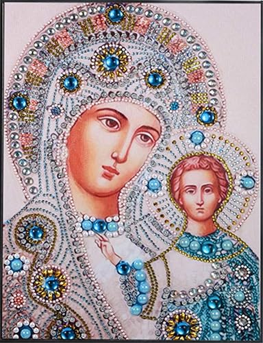 Pintura de diamantes de imitación de forma especial 5D, Religión católica ABEUTY para madre e hijo, kit de arte de diamantes de cristal de taladro