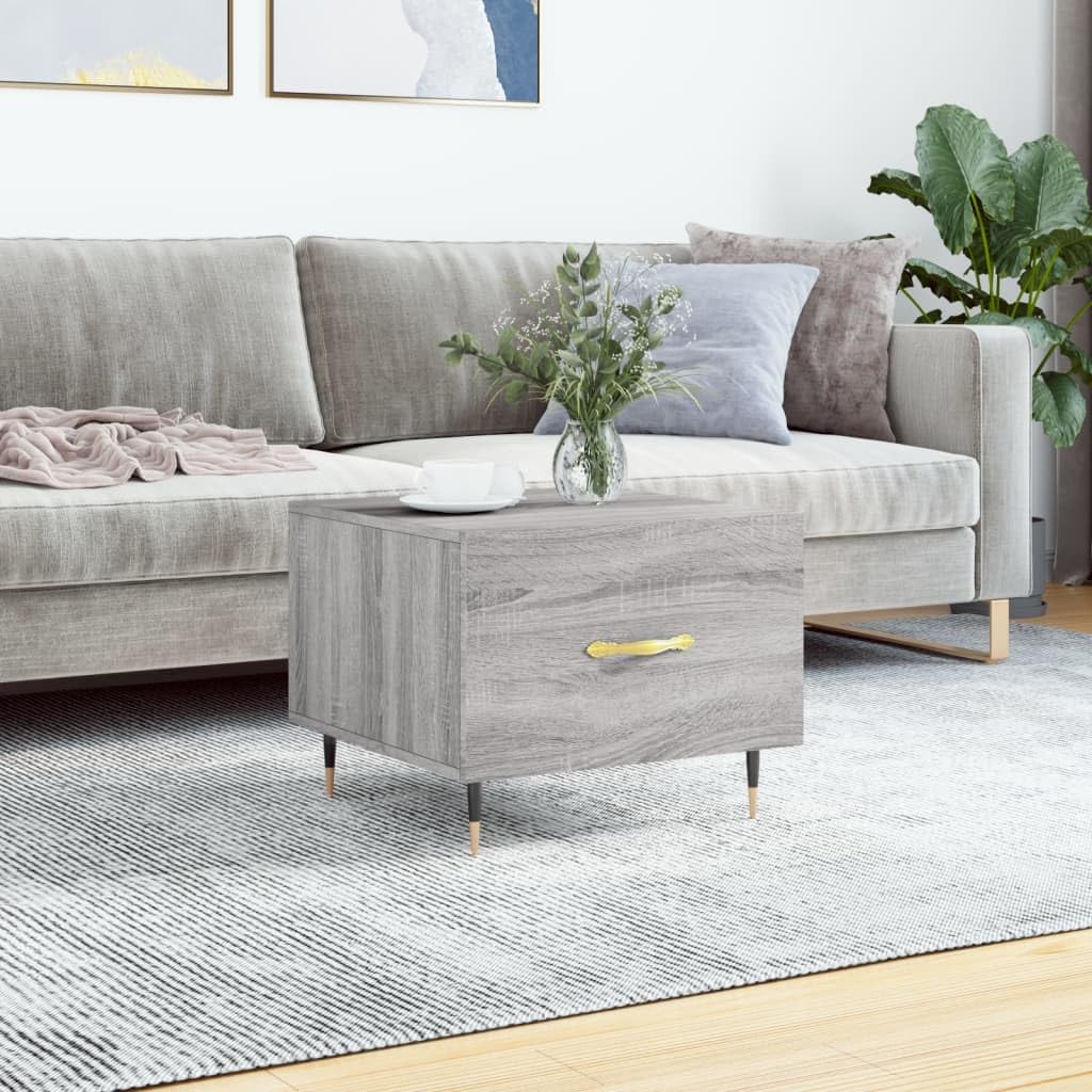 Homgoday Tavolino da caffè Sonoma grigio 50 x 50 x 40 cm, in legno ingegnerizzato, tavolino da tè per soggiorno, sala ricevimenti degli ospiti, camera da letto e ufficio, tipo 4