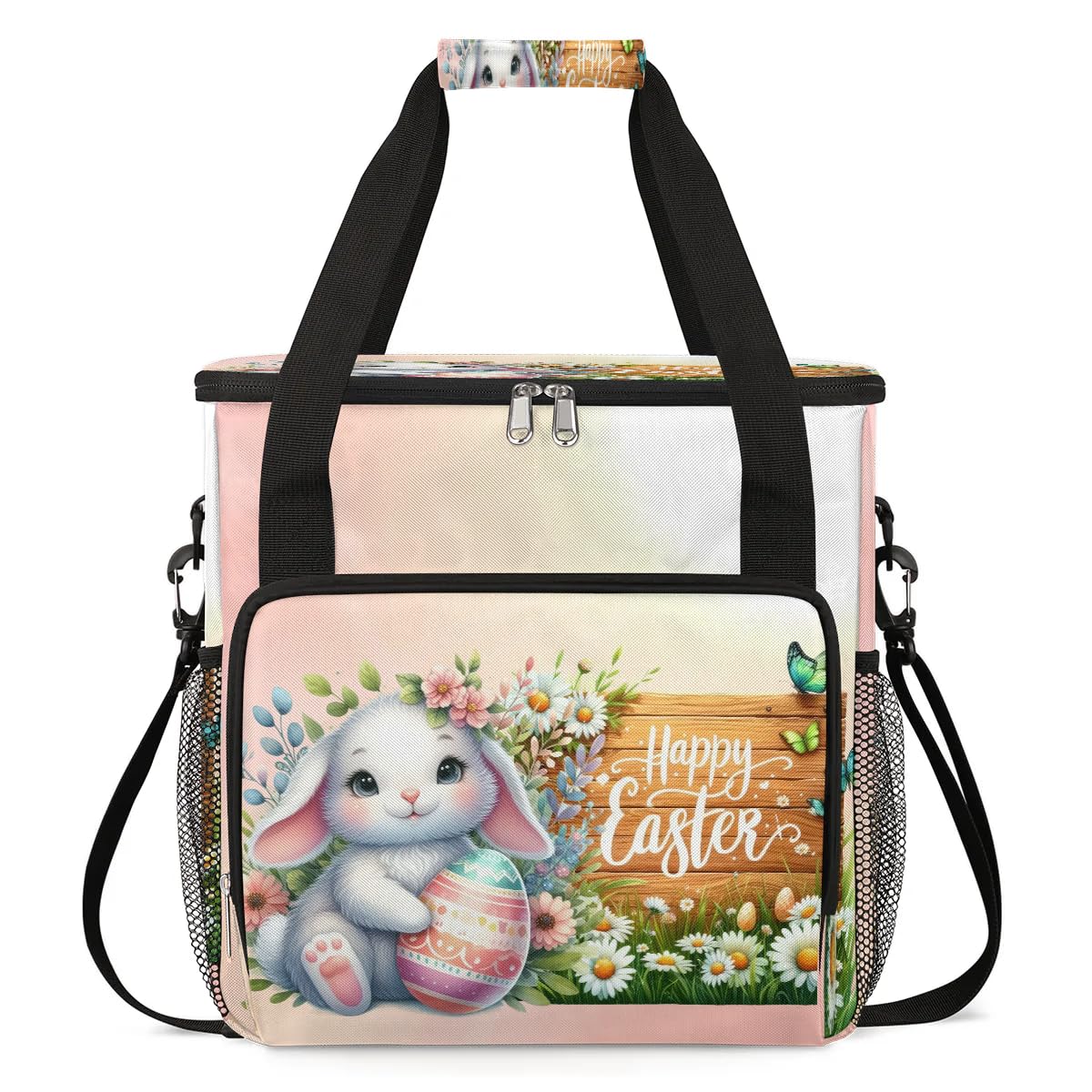 Coffee Maker Carring Bag Easter Bunny Holiday Travel Carrying Storage Tote Bag Compatible with Keurig K-Mini or K-Mini Plus Portable Single Serve Coffee Brewer Case with Pockets for K-cup Pods