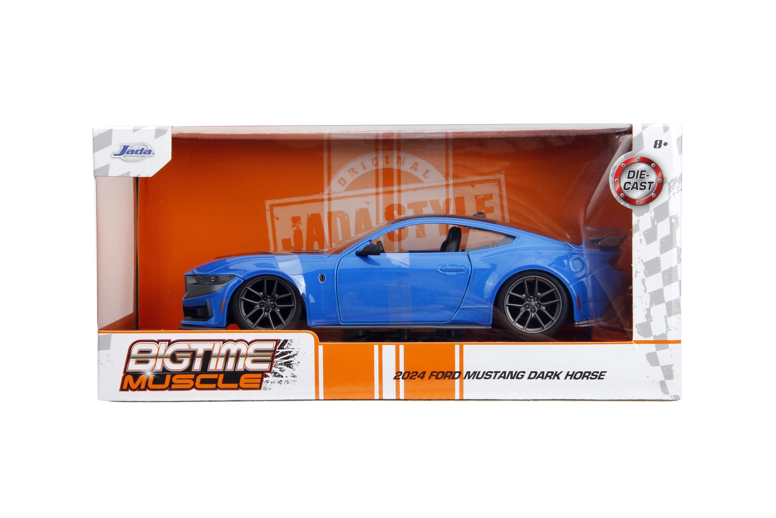 Jada 35276 2024 Dark Horse Blue Metallic mit schwarzen und grauen Streifen, Bigtime Muscle Series 1/24 Druckguss-Modellauto