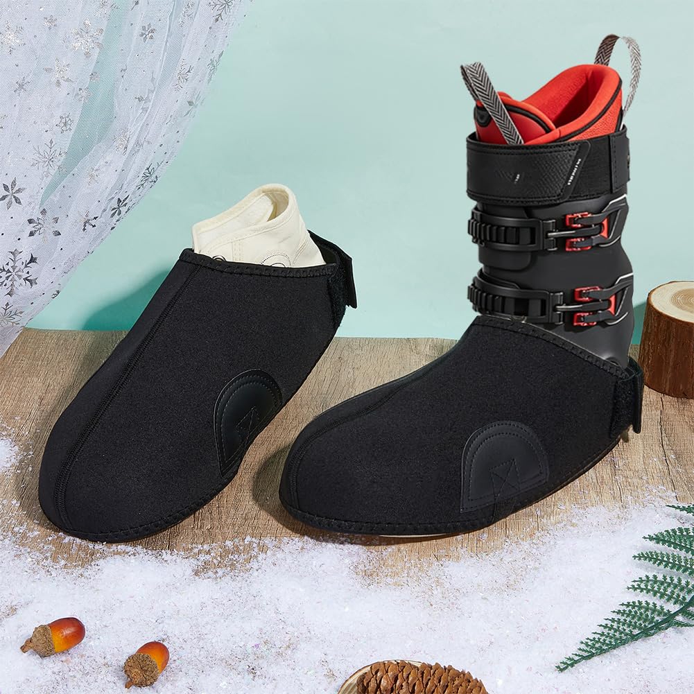 PH PandaHall 4pcs Couvre Chaussures de Ski Noirs Universels Imperméables avec Sangles D'Orteils Amovibles pour Le Ski Le Snowboard et Les Sports d'hiver