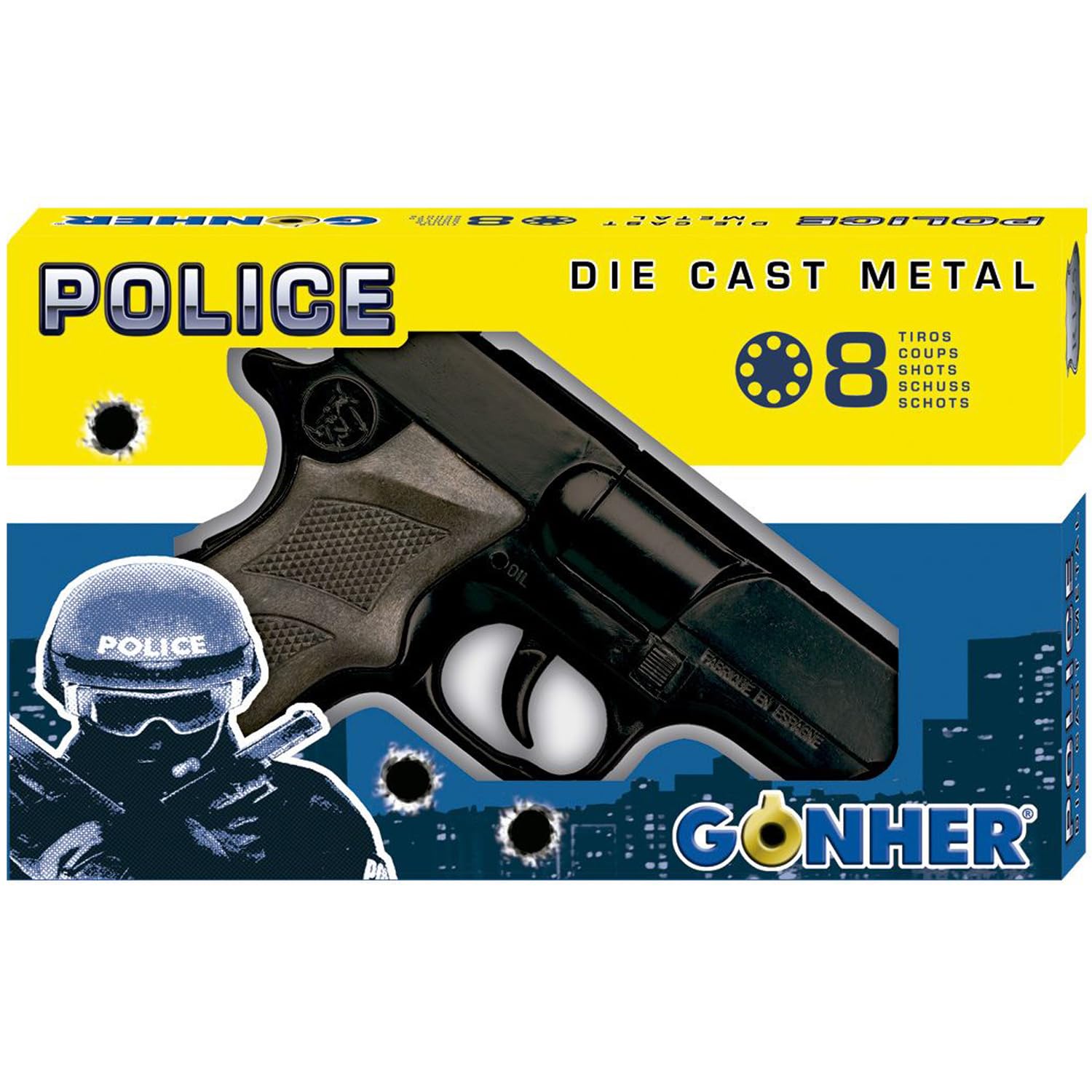 Pistola, revolver e fucile di alta qualità con 144 colpi di munizioni, accessori per costumi da poliziotto e cowboy per bambini e adulti (Pistola da poliziotto)