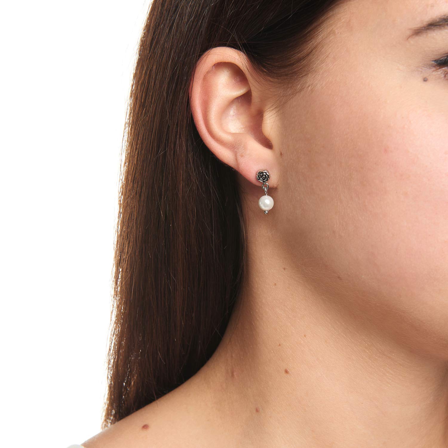 JEWELS BY LEONARDO Damen-Ohrstecker Vaporoso, Edelstahl mit Imitations-Perlen, Größe (B/H/T): 6/2/14 mm, 016815