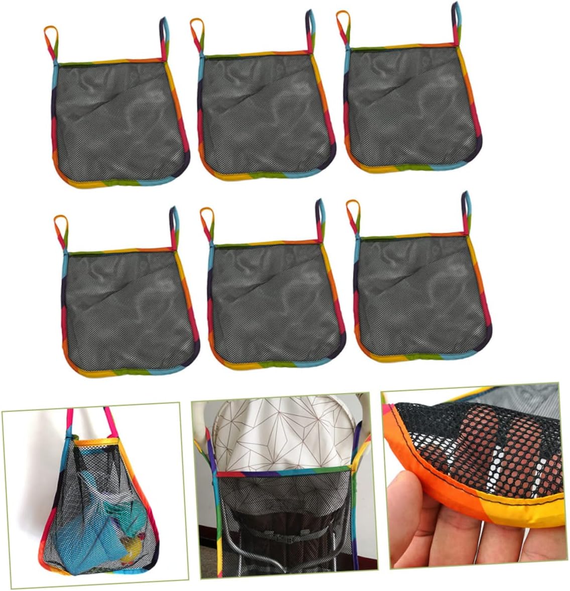 Yardwe 6pcs Baby Stroller Organizer Bags Universal Hanging Storage for Diapers and Accessories Sturdy Mesh Design for Easy Access for Parents Go