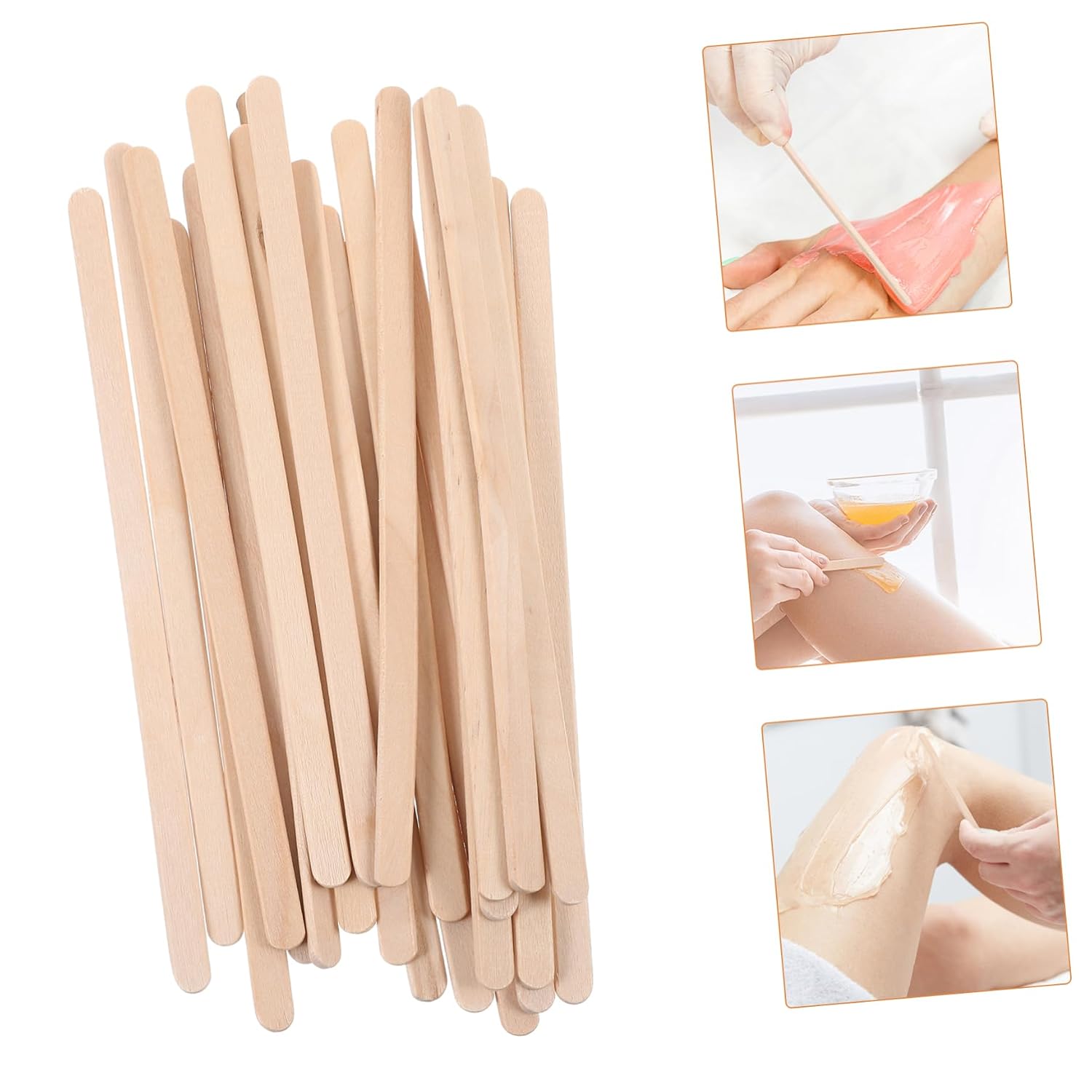 VICASKY Essential Waxing Supplies 100pcs Wooden Hair Removal Sticks Waxing Sticks Spatula for Safe and Comfortable Waxing