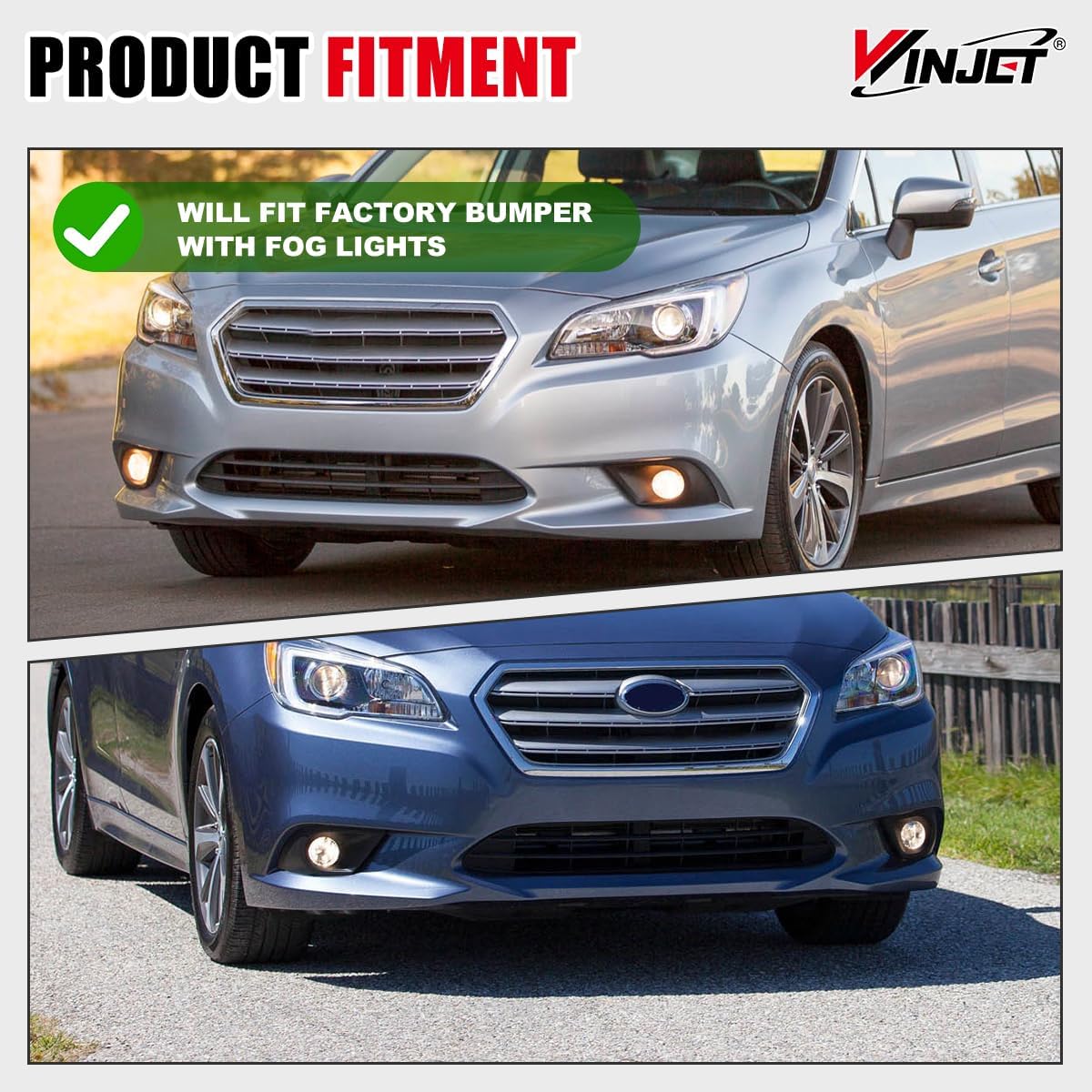 Winjet OEM Fog Light Bezel For 2015 2016 2017 Subaru Legacy, Black PC Material Fog Light Cover Replacement, Fog Lamp Bezel Cover (Only Passenger Side)
