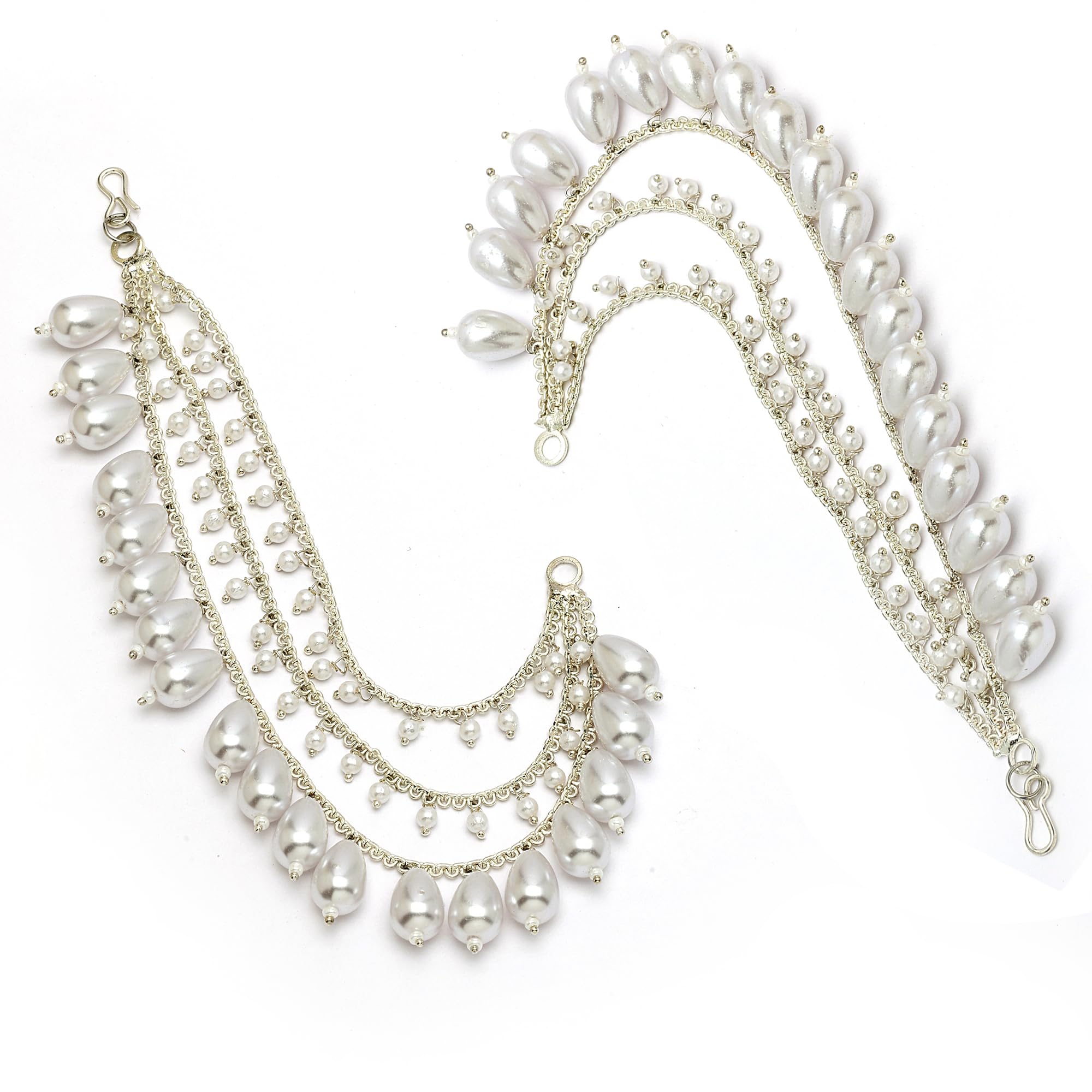ZENEMEWomen's Golden Gold Plated Long Hair Chain Jewellery Earring