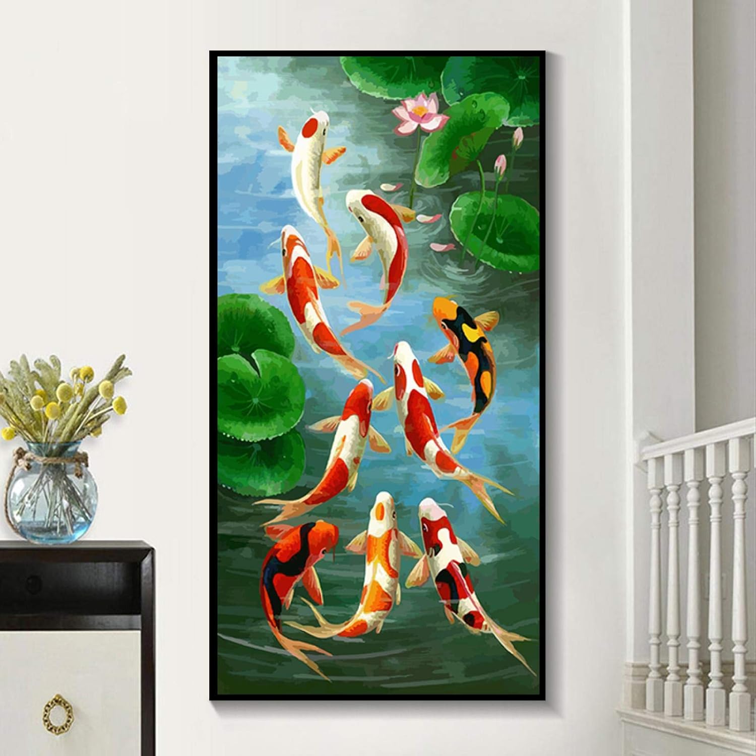 Koi Fish Wall Art Picture HD Prints Canvas Painting Chinese Nine Red