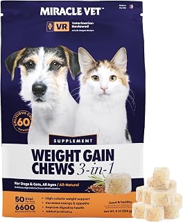 Weight Gain & Recovery Chews 3-in-1 for Dogs & Cats - 3,000 kcal - High Calorie Pet Treats for Body Mass & Health - 60 Chews