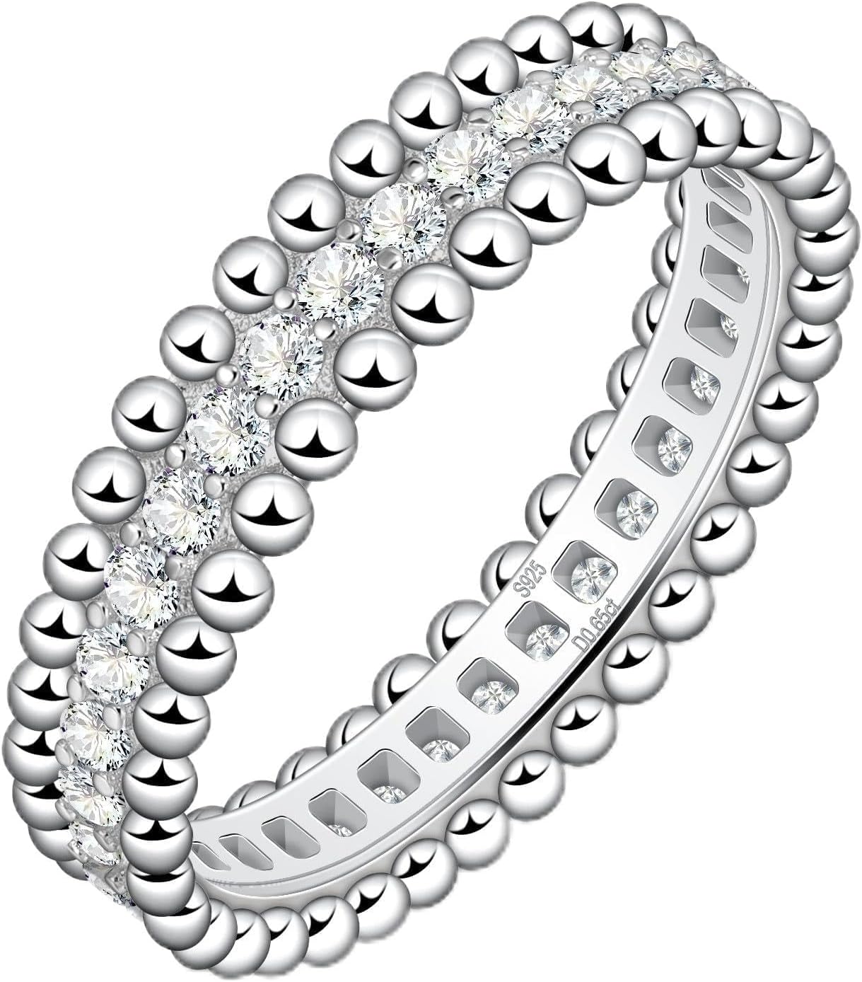 Moissanite Wedding Band for Women Full Eternity Band 925 Sterling Silver Round Cut D Color VVS1 Moissanite Stackable Wedding Anniversary Ring