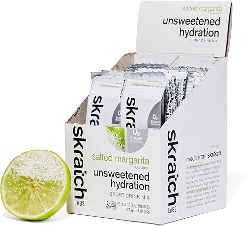 Skratch Labs Mezcla de bebida deportiva de hidratación sin azúcar  Sin azúcar  Potenciador de electrolitos  Margarita salada - 20 porciones  Sin