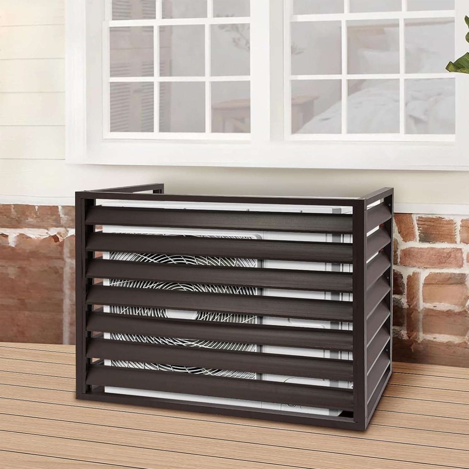 ITOSUI Air Conditioner Fence Screen,Air Conditioner Cage Covers for Wall Units,Outdoor Air Conditioner Protector Aluminum Alloy,Privacy Screens Panels for Outside,Brown(100 * 50cm(39.4 * 19.7"))