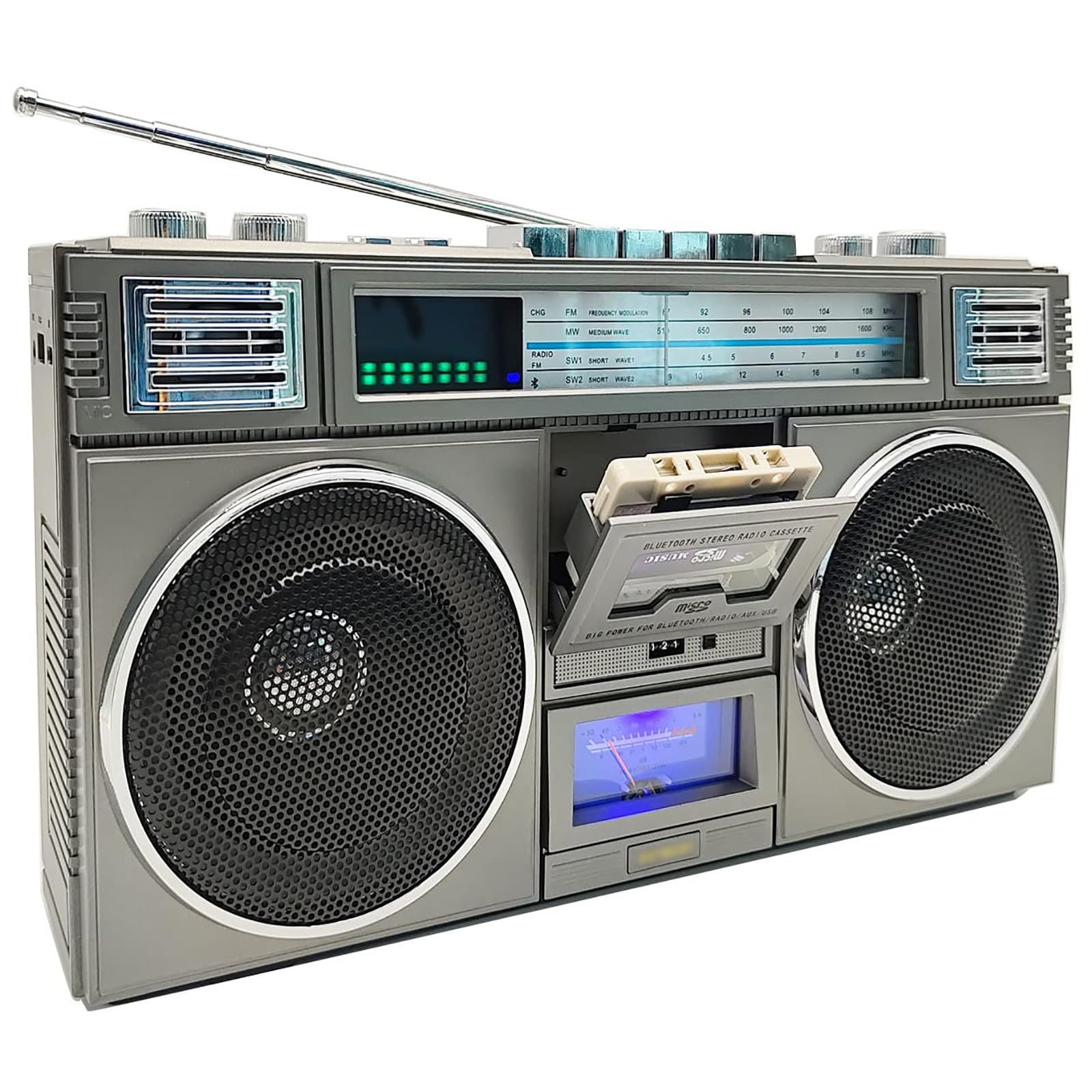 Draagbare cassettespeler taperecorder met ingebouwde luidspreker, microfoon