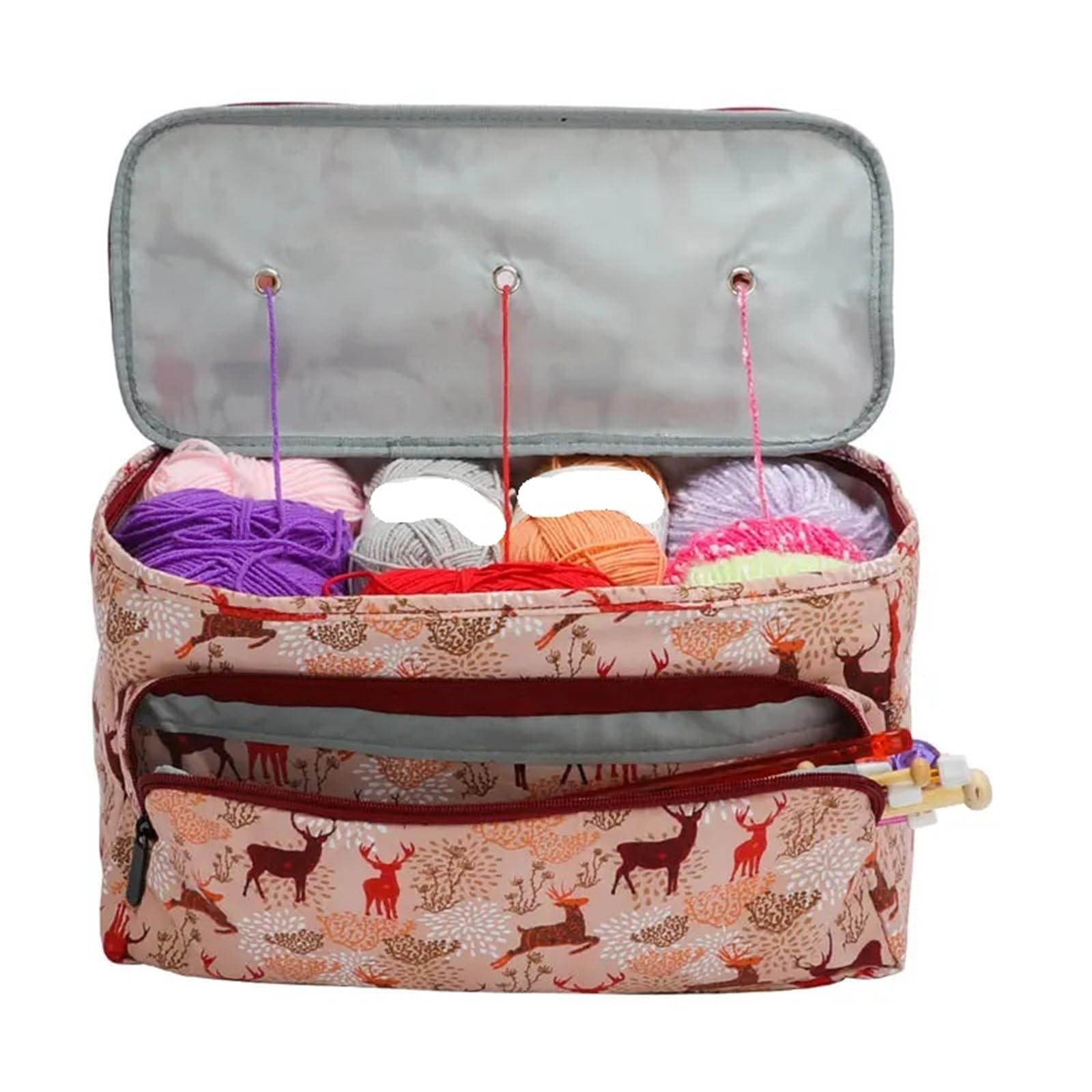 projekttasche für strickzeug Yarn Knitting Bag for DIY Needle Arts Craft Holder Tote Organizer Storage Crochet Empty Square für Wolle und Strickzubehör(10)