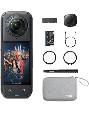 Insta360 X5 Essentials Bundle - Waterproof 8K 360° Action Camera, Leading Low Light, Invisible Selfie Stick Effect, Rugged and Replaceable Lens, 3-Hour Battery, Built-in Wind Guard, Stabilization