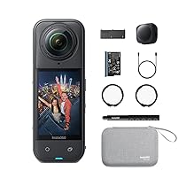 Insta360 X5 Pack Essential – Camera Impermeabile 8K 360º, Superba in Bassa Luce, Selfie Stick Invisibile, Obiettivi Sostituibili, Batteria con Autonomia 3 ore, Cover Antivento, Stabilizzazione