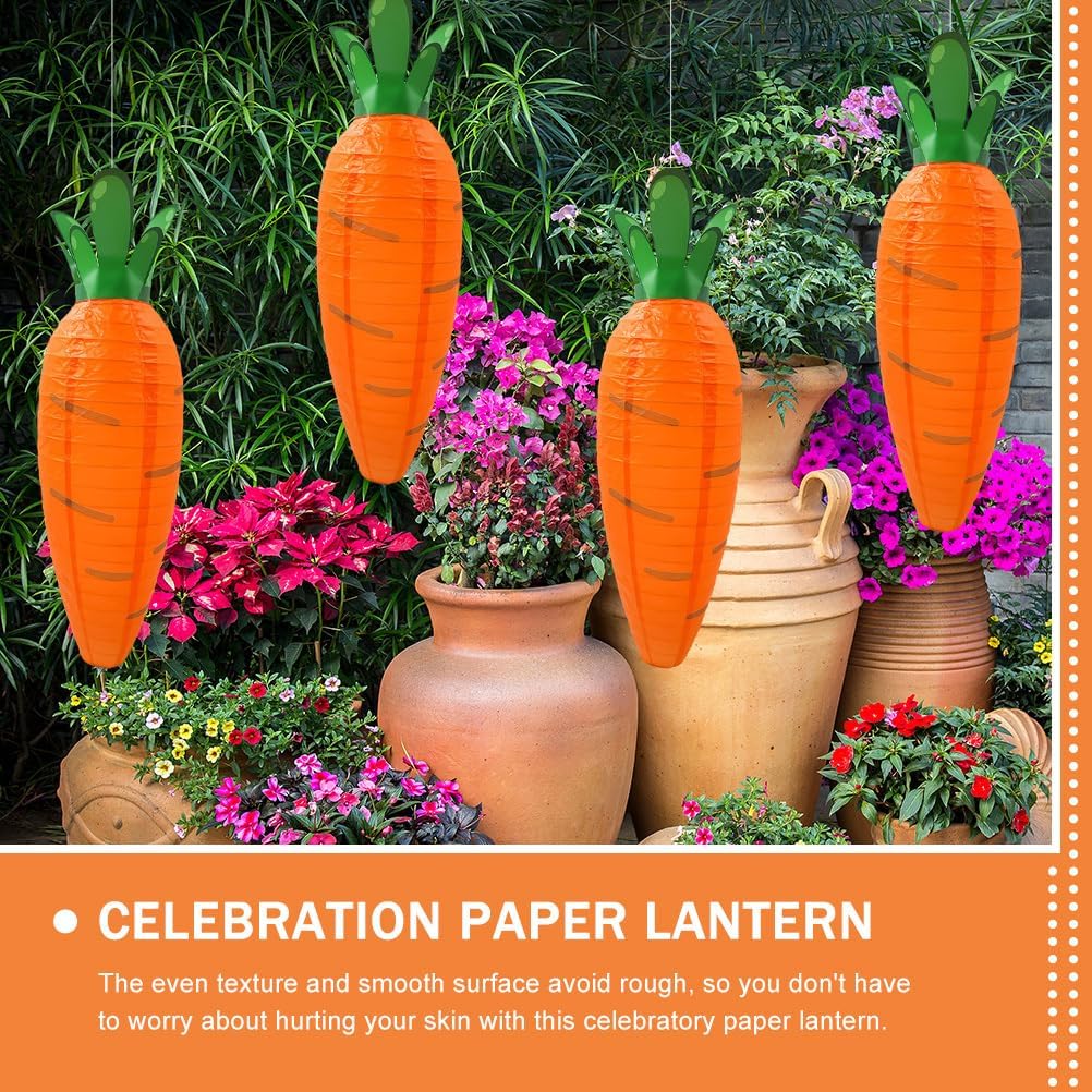 Ciieeo 8 Pcs Carrot Lantern Hanging Paper Cartoon Lantern Honeycomb Lights Ceiling Decor Decorative Carrot Adorable Lantern Nursery Cartoon Carrot Spring Decor Cute Child Metal Fruit, 48.5x20cmx2pcs