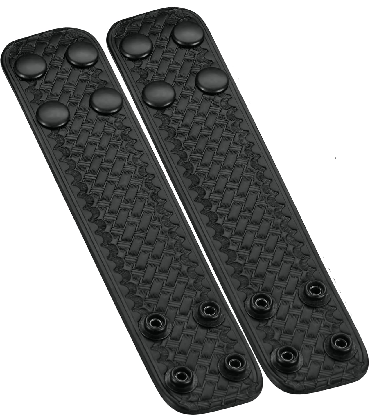 Duty Belt Keeper Double Width 1.75 inch for Belts 2 1/4 inch Wide, Basketweave Genuine Leather and Black Snap 2 Pack