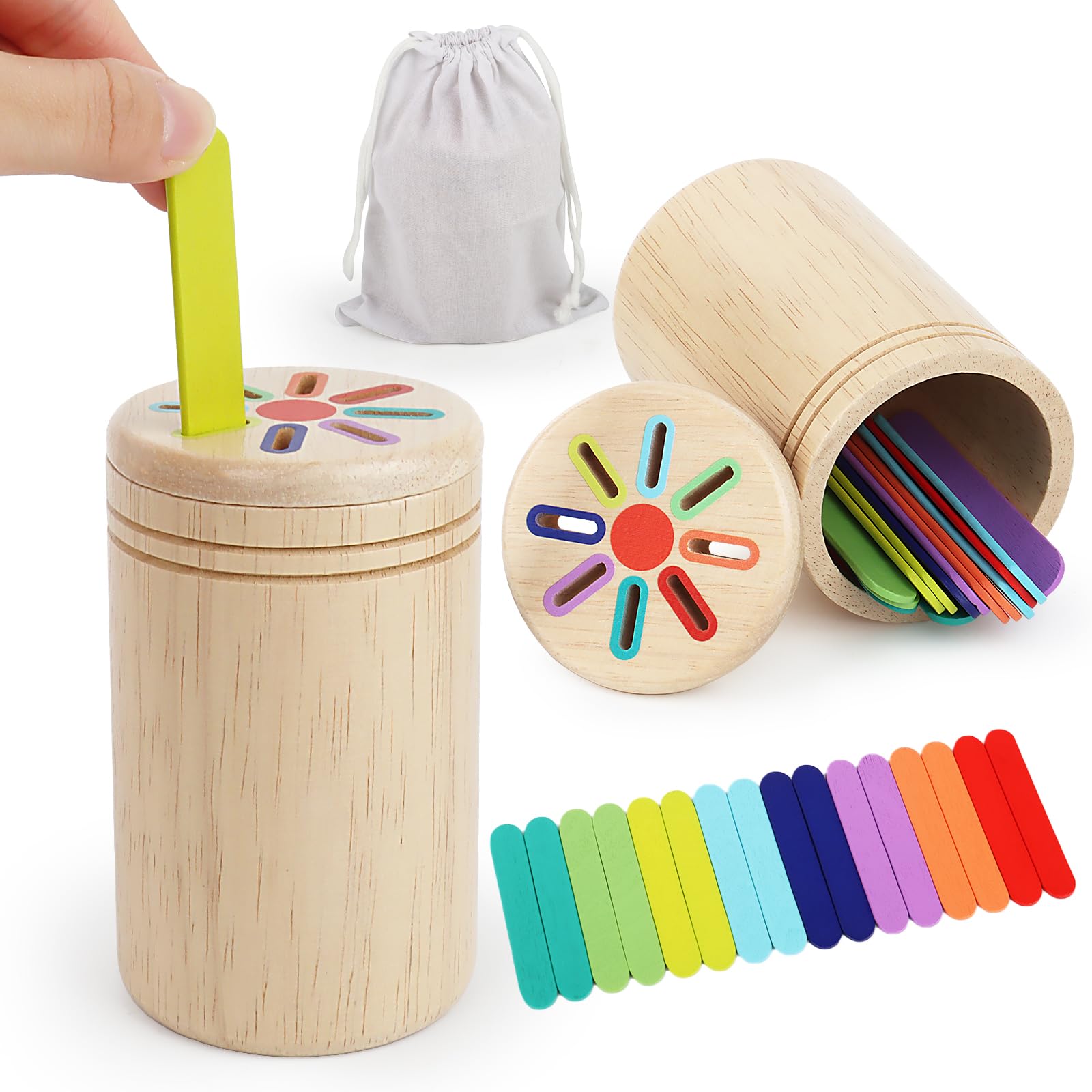 Juguetes Montessori 1 2 3 Años, Juguetes de Madera Clasificación de Colores Educativo Juego Montessori Juguete Educativos Cumpleaños Regalo para Bebe Niños Niñas Pequeños 1 Año 2 Años