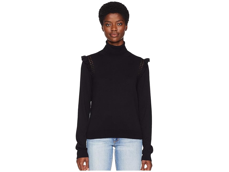 

Kate Spade New York Key Pieces Ruffle Turtleneck Sweater (Black) Women's Sweater