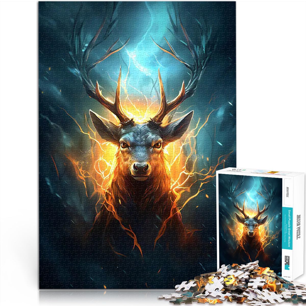 1000 teenager Pieces Jigsaw Puzzle Epic Dark Deer Dekomprimierendes intellektuelles Lernspielzeug Geburtstagsgeschenk75x50cm