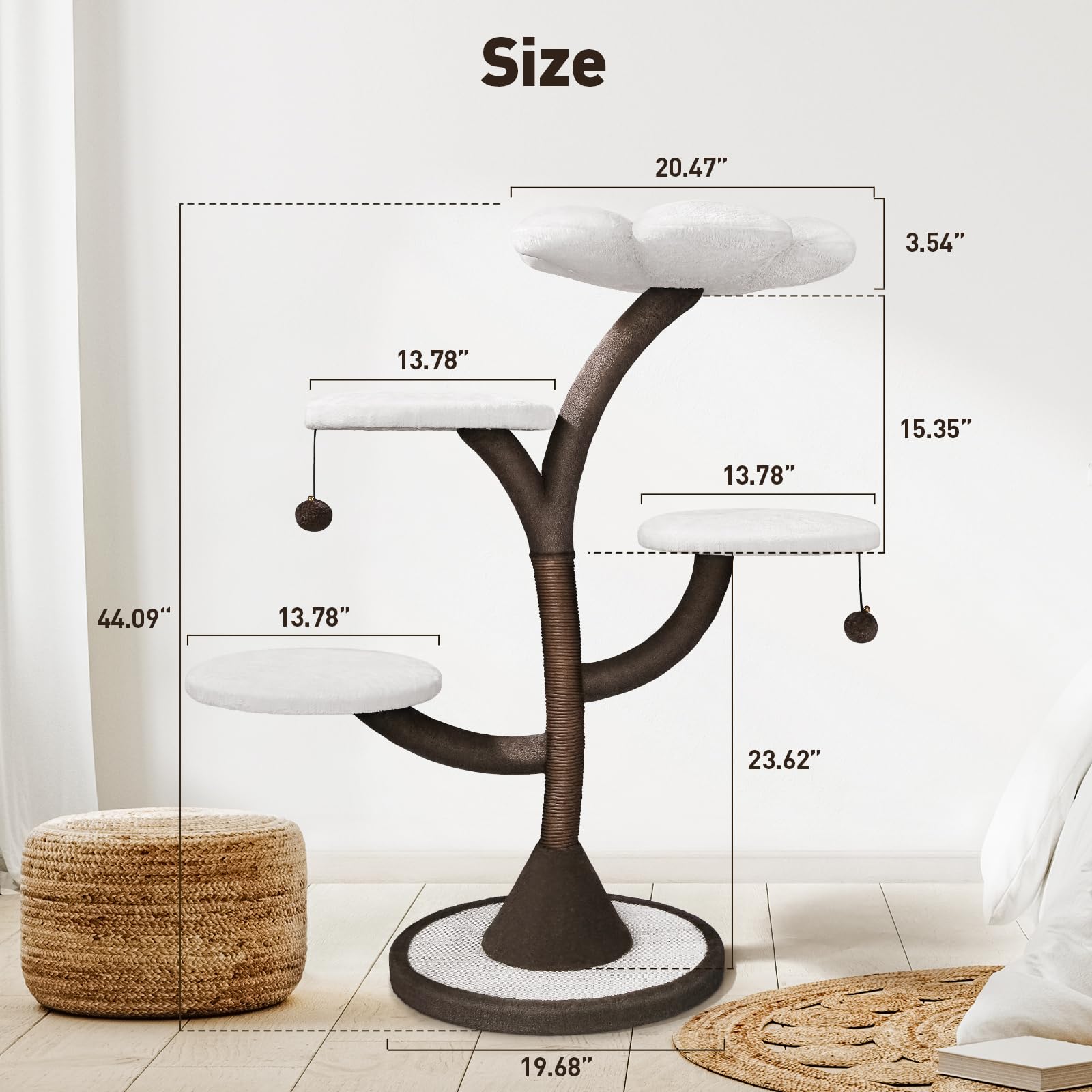 Mavpet Multi-Level Modern Cat Tree, All-in-One Cat Tower with Scratching Post, Flower Cat Tree Houses for Indoor Cats