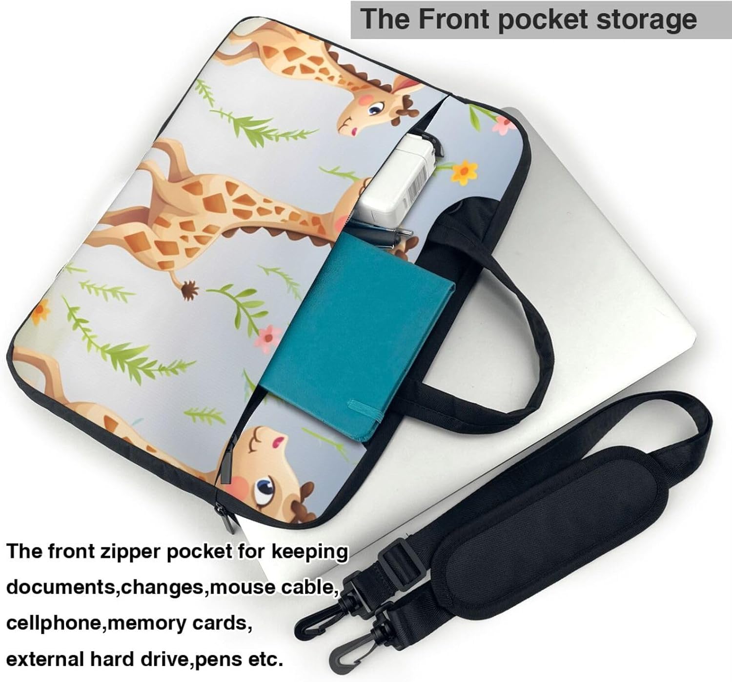 Laptop Bag Cute giraffe Messenger Shoulder Bag for Laptop or Tablet Carrying Case image 4