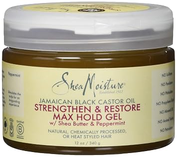 Shea Moisture Jamaican Black Castor Oil Strengthen and Restore Max Hold Gel, 12 Ounce