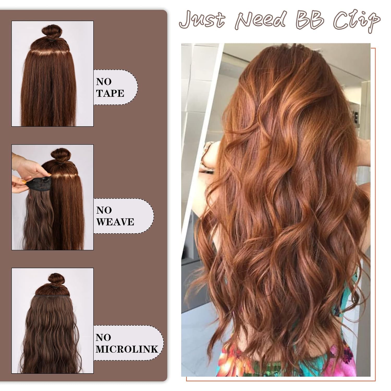 WECAN Clip In Natural Black Hair Extensions 20 Inch 6pcs Thick Curly Clip In Hair Extensions Synthetic Double Weft Wavy Hairpieces Full Head For Women