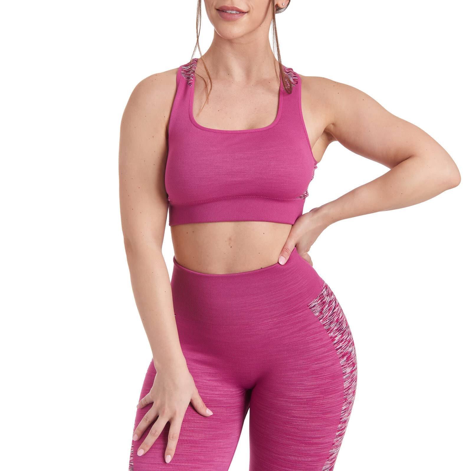 MAXXIM Damski biustonosz sportowy Space Dye Racerback bezszwowe zdejmowane podkładki do ćwiczeń na siłowni, jogi, biegania, ćwiczeń