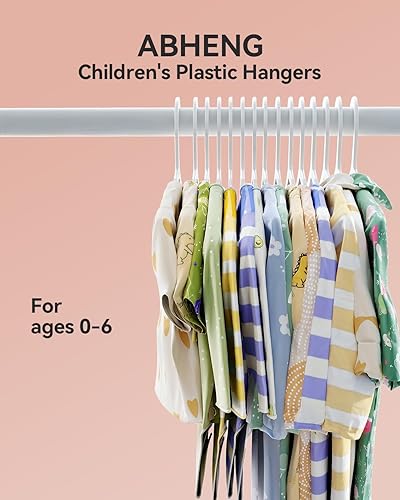Miniatura 2 de ABHENG Perchas de Plástico para Bebé, Paquete de 60, Perchas Ultra Delgadas para Armario, Antideslizantes, que Ahorran Espacio, Resistentes, 11" An
