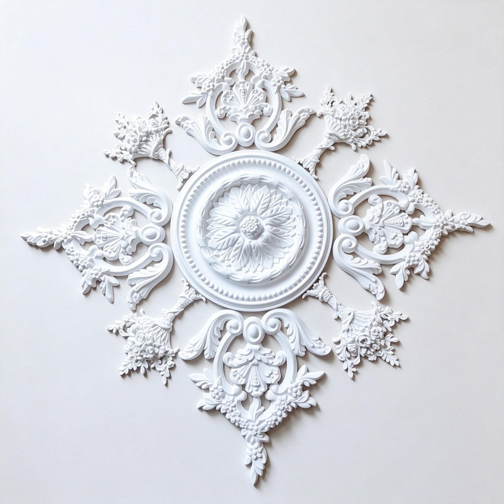 121cm Rosone Lampadario Soffitto Bianco Polistirolo Decorativo | Medaglione del Ventilatore Rotonda Moderno per Pareti Portalampada