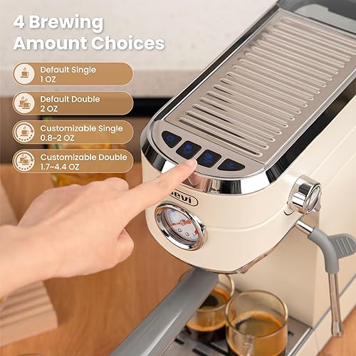 Miniatura 3 de Gevi Máquina de café expreso profesional con espumador de leche, máquina de expresiones de acero inoxidable para café con leche, capuchino,