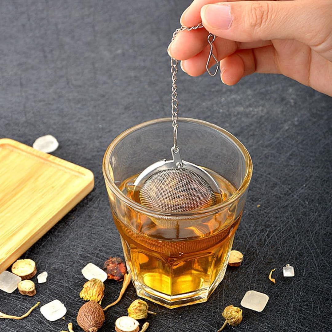 PARENCE.- Set de 2 Bolitas de Té de Acero Inoxidable - Infusor de Té de Acero Inoxidable con Cadena | Filtros de té, infusiones, especias, hierbas, infusiones caseras | Reutilizable, fácil de limpiar