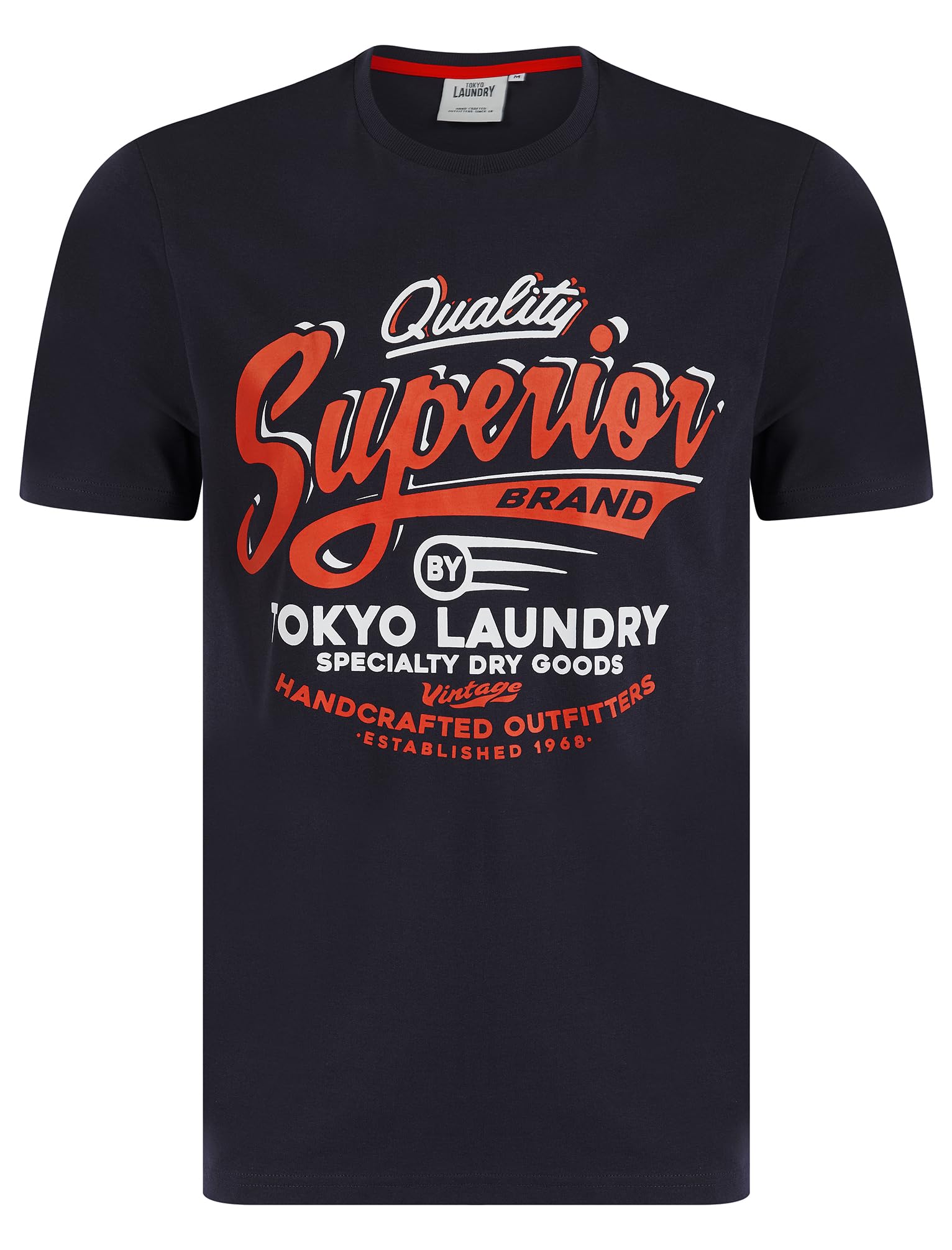 Tokyo Laundry Men's Inkling 'Argyle' Vintage Graphic Print Motif Cotton Jersey Crew Neck T-Shirt