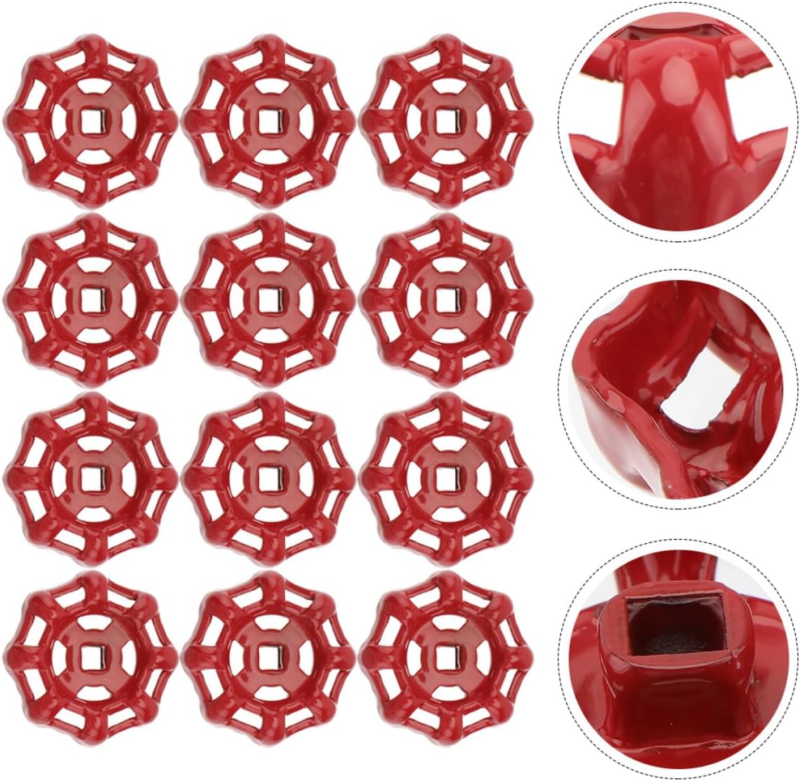 Luxshiny 12pcs Red Cast Iron Gate Valve Handles Metal Shutoff Hand Wheels for Water Tubes Industrial Control Valve Accessories