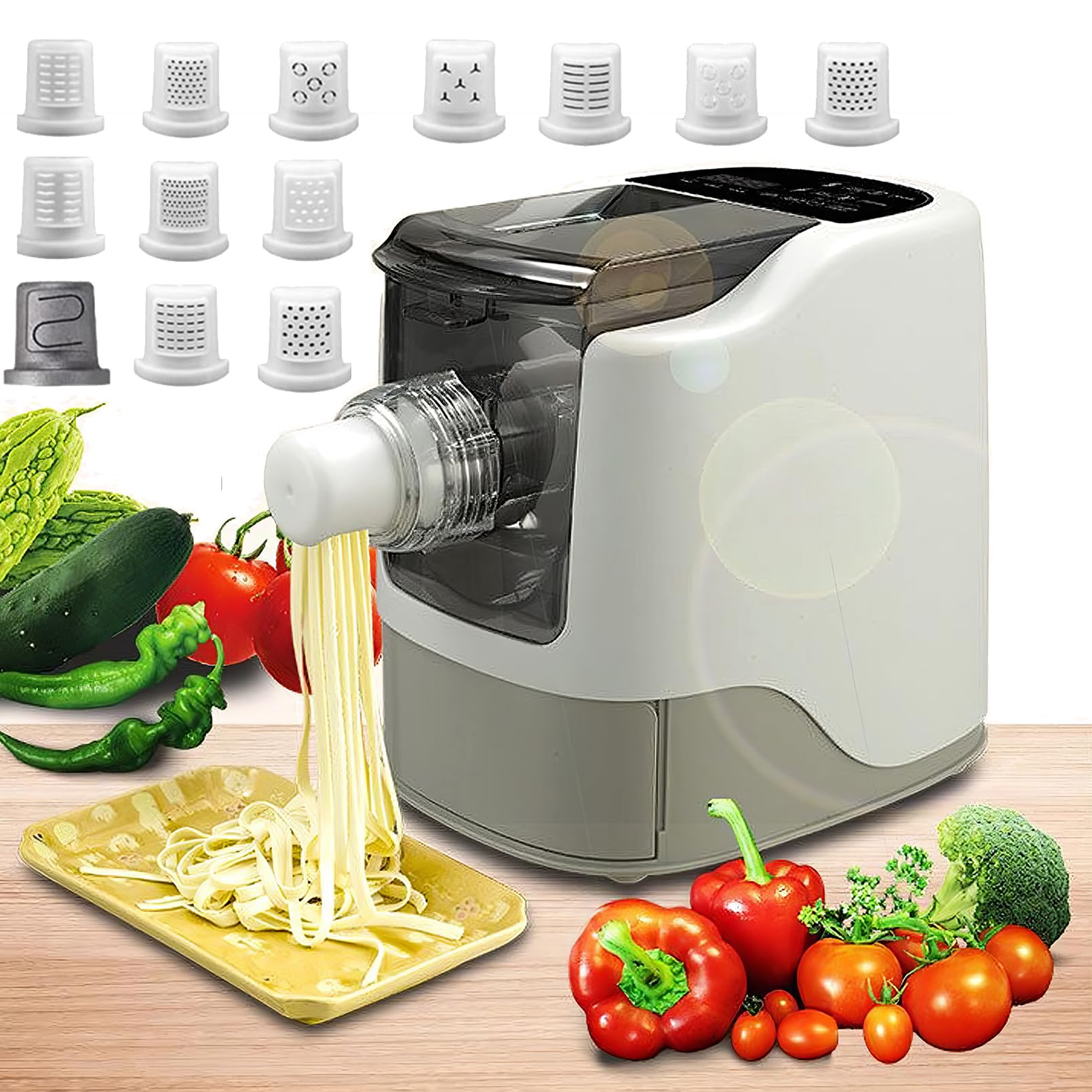 Automatyczna Maszyna Do Robienia Makaronu Z 13 Foremkami, Elektryczna Maszyna Do Robienia Makaronu O Mocy 260 W, Mikser Do Wyrabiania Ciasta Na Mąkę O Pojemności Do 650 G Do Domowych Makaronów