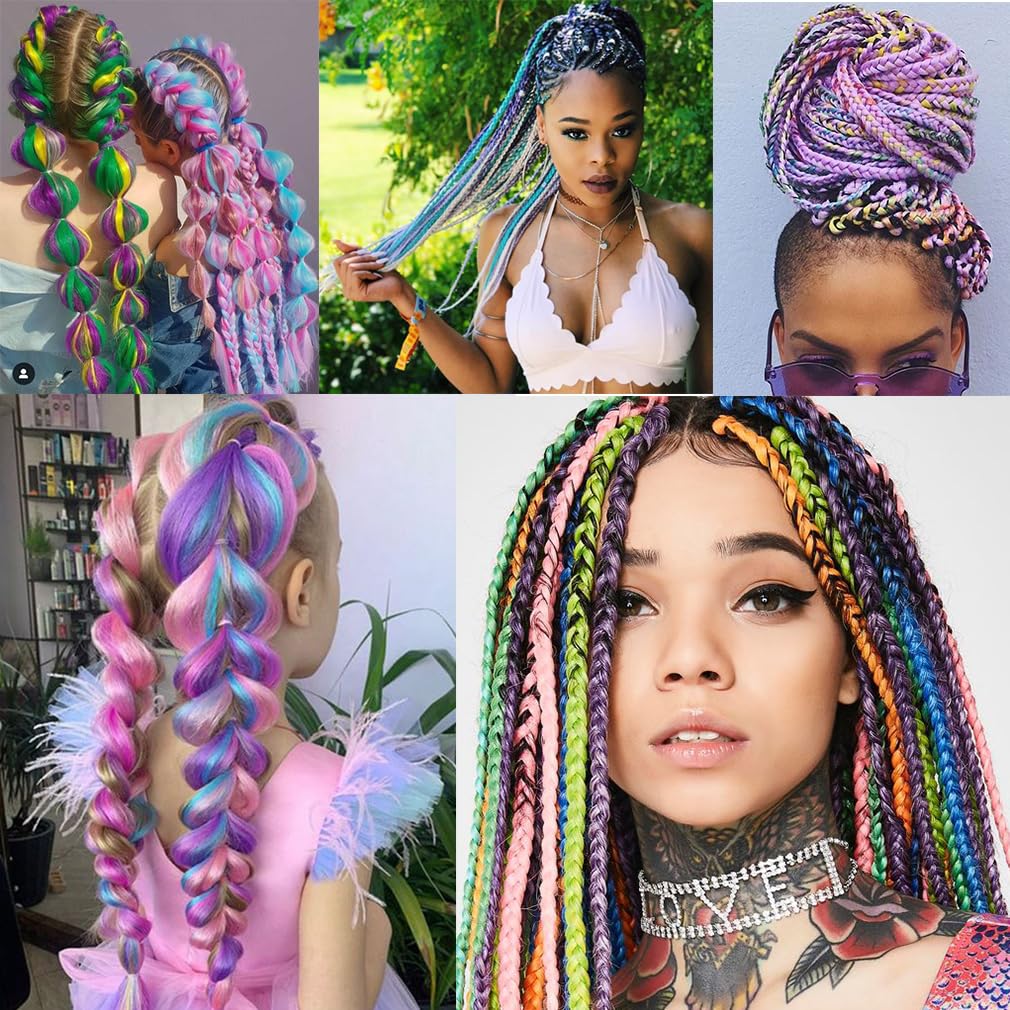 Amazon.com : Rainbow Braiding Hair 3 Packs 24inch Jumbo  display picture 3