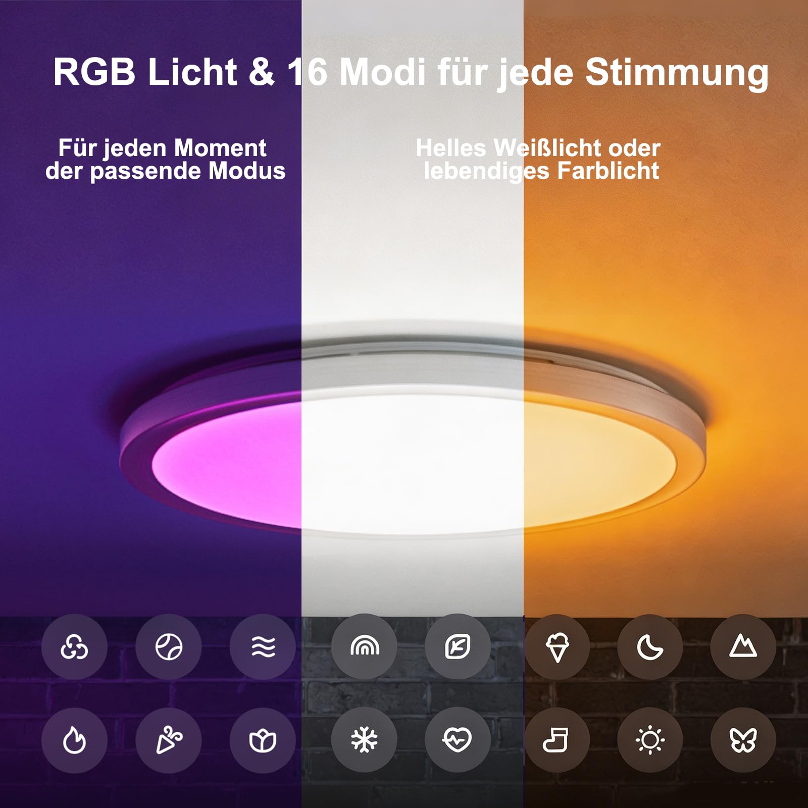 Yeelight Smart Deckenlampe, LED Deckenleuchte RGB Close-to-Ceiling Lights, 38 W 2300 Lumen, 2700K-6500K dimmbare Lampe, DIY kompatibel mit Alexa, für Wohnzimmer Schlafzimmer Küche Flur 40 cm