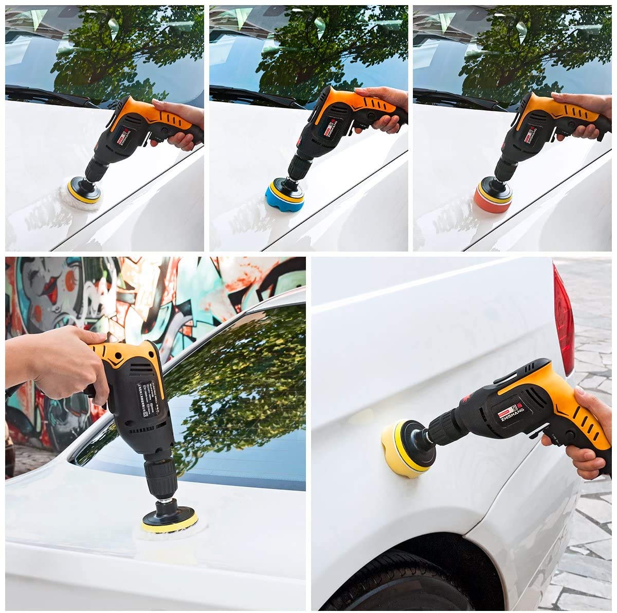 Petutu 3 Inch Buffing And Polishing Pads Kit, 11PCS, Wool And Sponge Pads, Drill Adapter, Suitable For Car Waxing And Polishing, Metal, Plastic, Aluminium, Wood, Glass, Ceramic — Amazon image 5