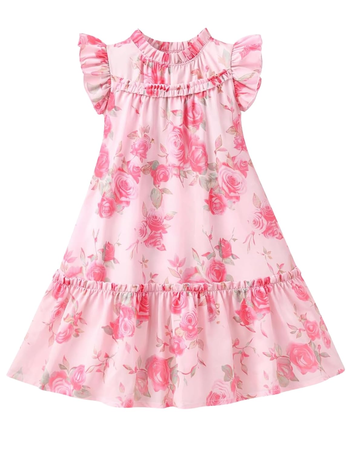 PAMBERSTON Flora Lifestyle Girls Pink Floral Printed A-Line Dress | Georgette Sleeveless Knee-Length Dress with Round Neck... - Review, Price and Buying Guide
