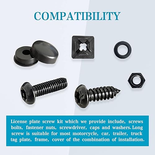 Miniatura 4 de Kit de tornillos negros antirrobo para placa de matrícula, acero inoxidable a prueba de óxido, accesorios de montaje M6 (14 de pulgada), a prueba de