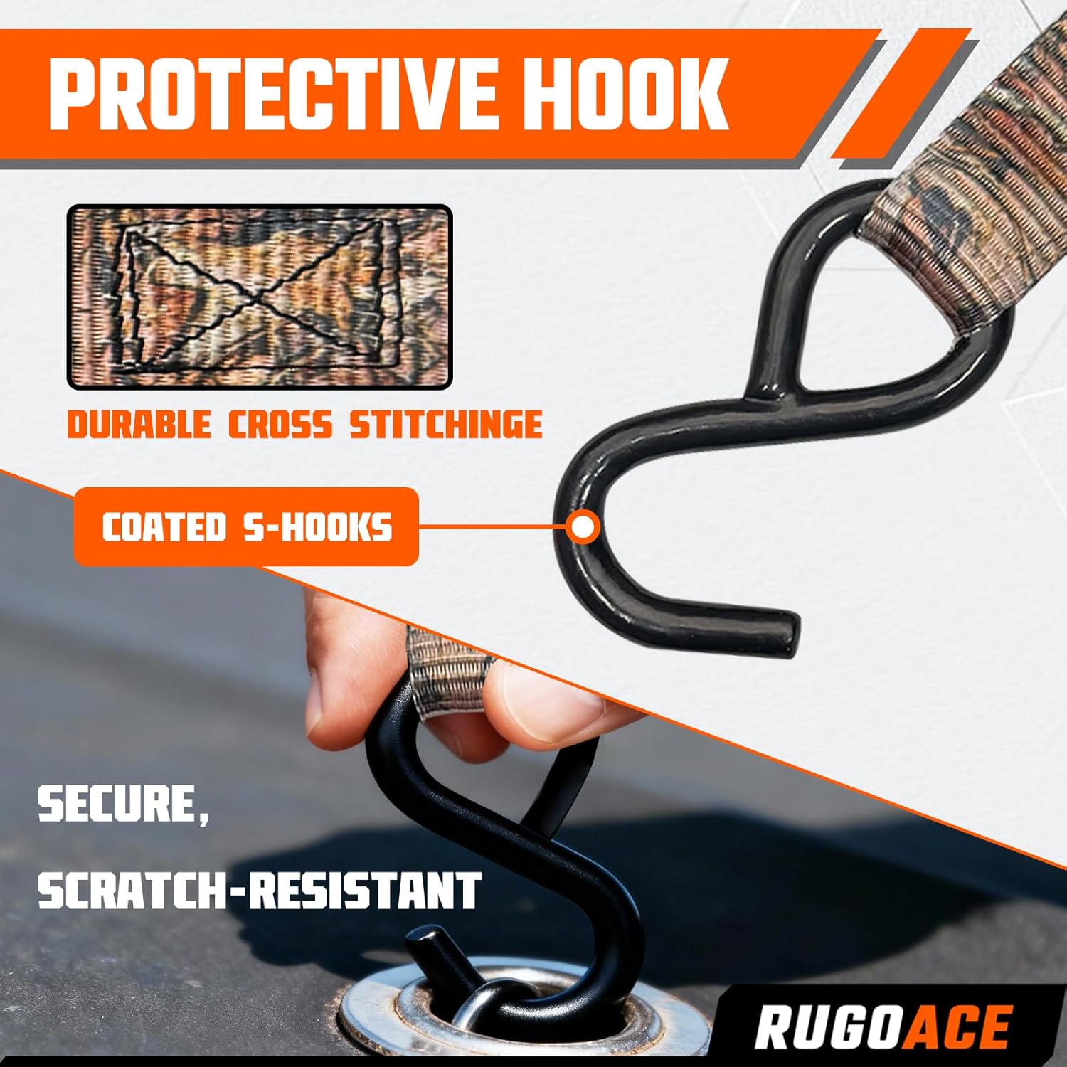 8PK Ratchet Tie Down Straps 1" x 10ft, 300lbs Load Capacity, 900lbs Break Strength, Durable for Moving Appliances, Lawn Equipment, Motorcycles, Cargo Trucks, Trailers & More (Camouflage)