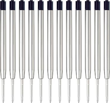 Black Ink Pen Refills Ballpoint Black, 12 Pack Ballpoint Pen Refills Medium Point 1.0mm Tip Smooth Writing Pen Refill 12 Black