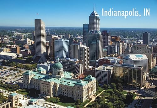 Imán para nevera de Indianápolis, Indiana, Capital, Statehouse, City Skyline, Downtown, Souvenir Magnet 2 x 3