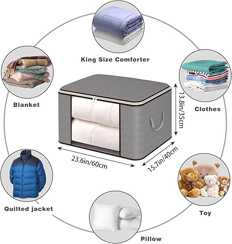 Miniatura 2 de Fixwal Bolsas de almacenamiento grandes de 90 L, paquete de 8 contenedores de almacenamiento de ropa, organizadores de armario, contenedores de