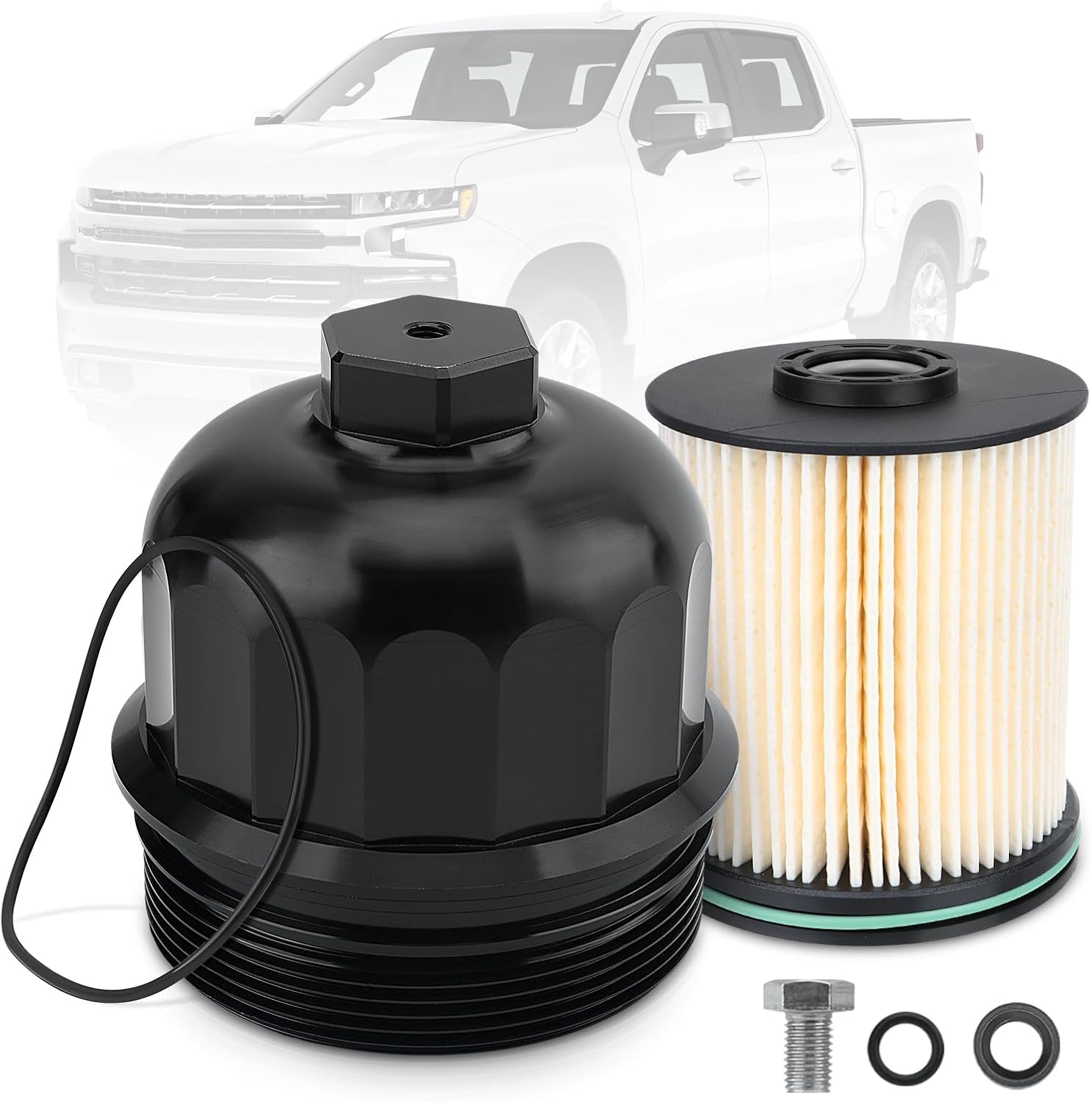 134001 Billet Aluminum Fuel Filter Housing Cap Compatible with 2017-2020 GM Duramax 6.6L L5P Chevy Silverado/GMC Sierra 2500HD 3500HD (with TP1015 fuel filter)