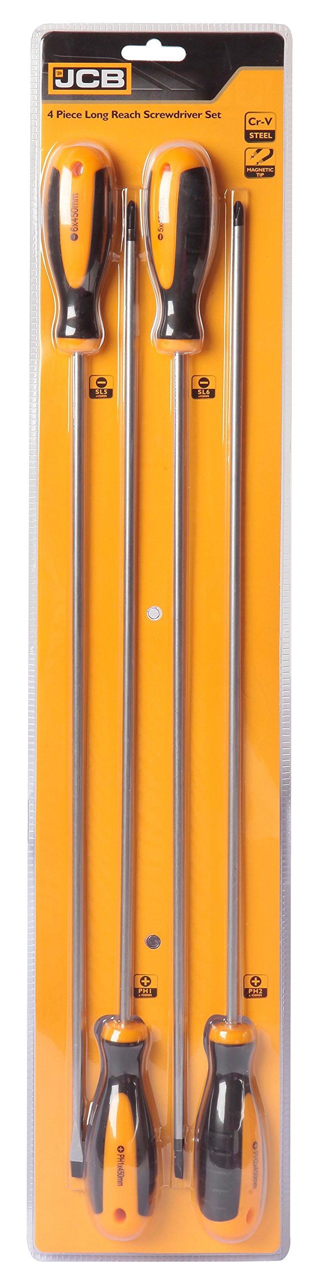JCB 4pc Screw Driver Set:PH1x450, PH2x450mm, 5x450mm, 6x450mm, Chrome Vanadium Steel Shaft, Chrome Plated, 22025718 (B073SCPKNV) Amazon Price History, Amazon Price Tracker