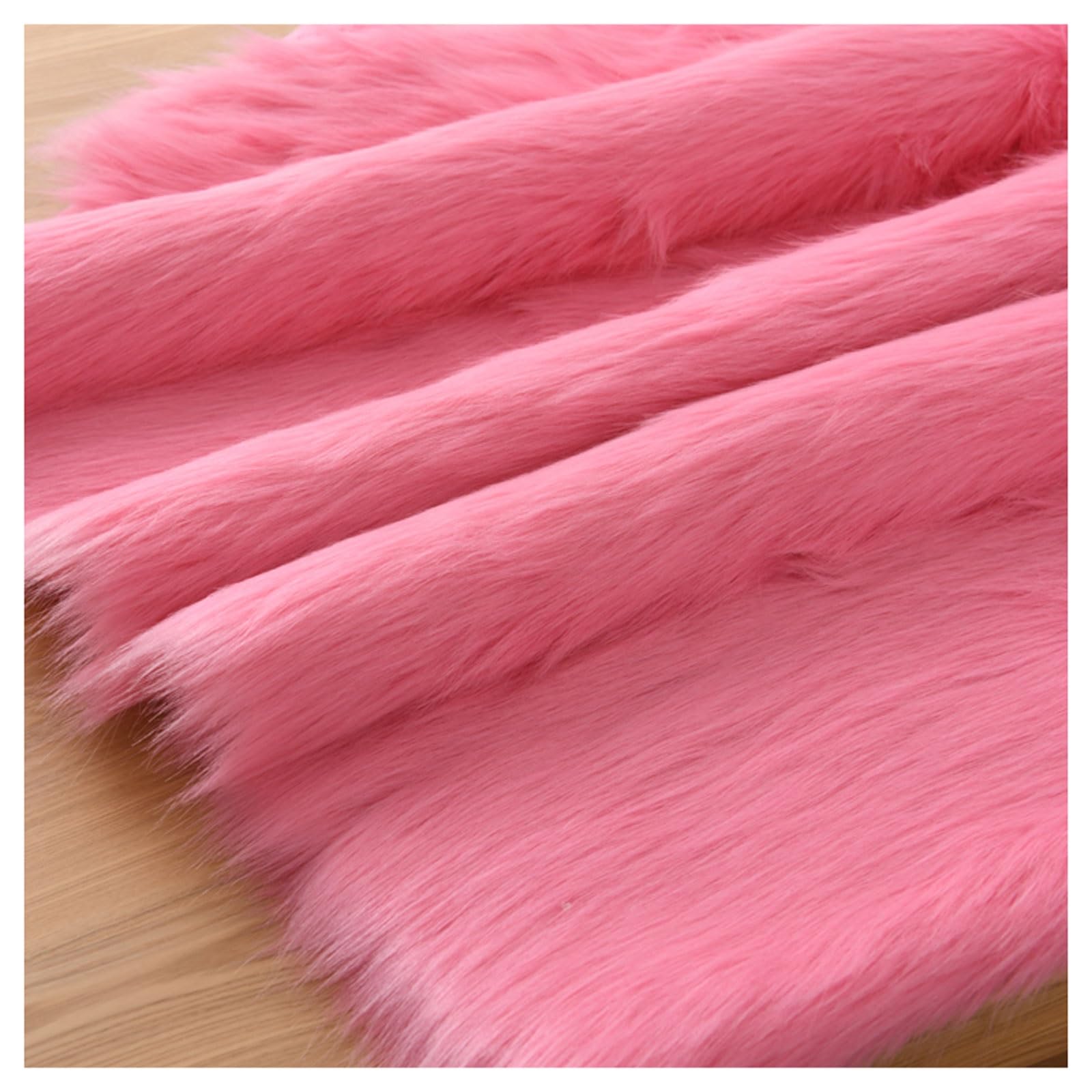 Long Pile Faux Fur Fabric, Fluffy Decorative Fake Fur Material, 5cm Soft Plush Faux Imitation Fur Material For Fancy Dressed, Costume, Cosplay, Gnome Beards, Art Crafts, Fursuit, 50x50cm(Color:Dark Pi