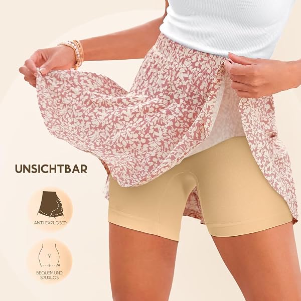 YouShow 3 Pack Pantalon Antirozaduras Mujer Debajo la Falda Pantalones Cortos Vestir Braga Anti Roce - 3